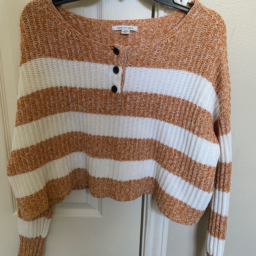 Orange and white striped sweater from American Eagle